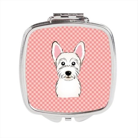 CAROLINES TREASURES Checkerboard Pink Westie Compact Mirror- 2.75 x 3 x .3 In. BB1226SCM